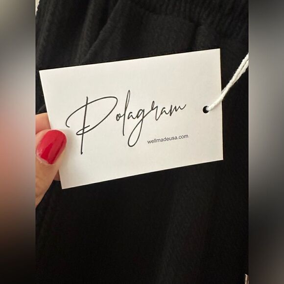 Polagram Well Made Waffle Black Waist Tie Pants Sz M - Picture 5 of 11